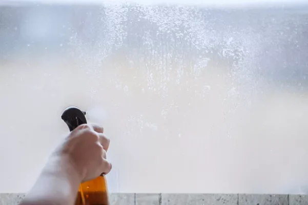 Xịt dung dịch để loại bỏ vết nước cứng trên kính