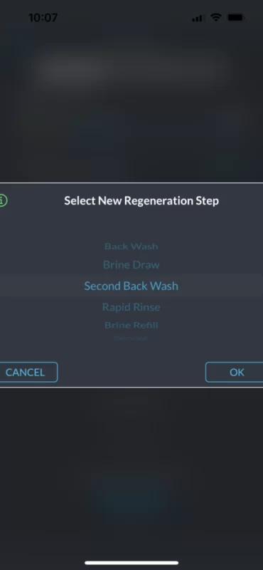 Tùy chọn tái sinh trên ứng dụng của Bộ làm mềm nước Drop